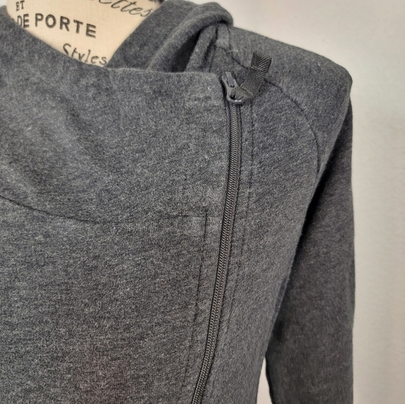 The North Face Fleece Jacket XS Hooded Longline Thumbholes Gray Hoodie - Picture 4 of 11